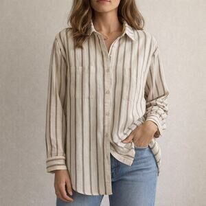 Madewell Oversized Pinstripe Button Down Shirt XS Cotton Pocket Top